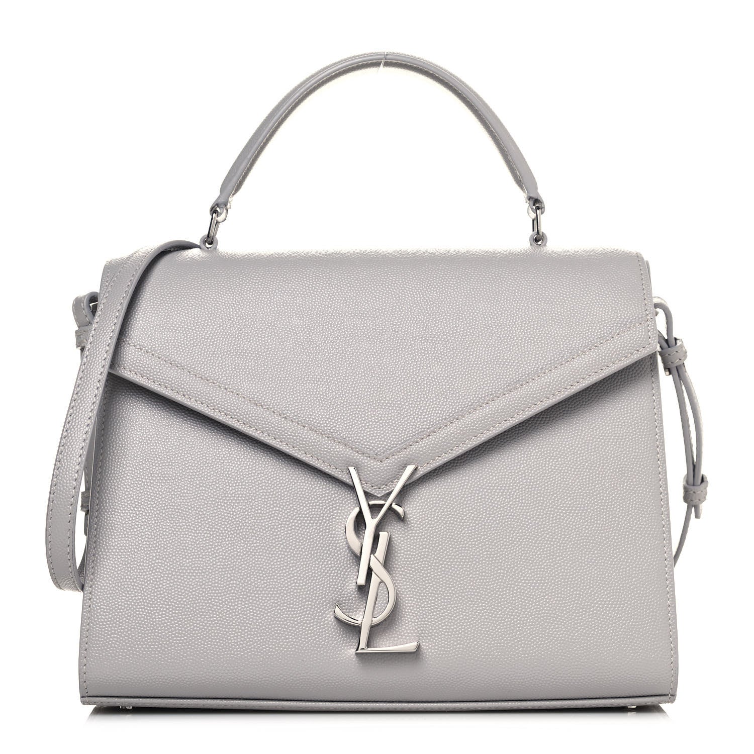 Saint Laurent Grain de Poudre Medium Classic Monogram Cassandra Top Handle Granite 1 of 15