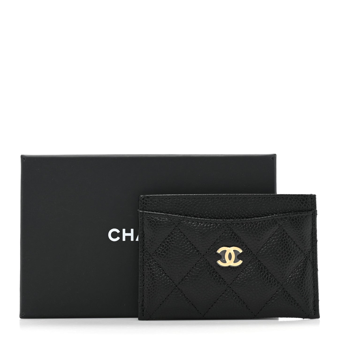 Caviar Quilted Card Holder Black