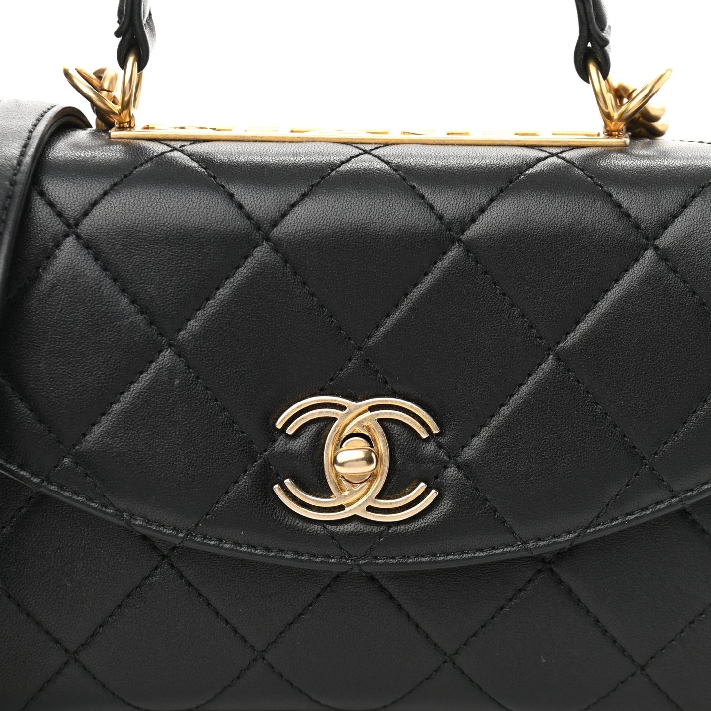 Lambskin Quilted Small Trendy Spirit Top Handle Bag Black