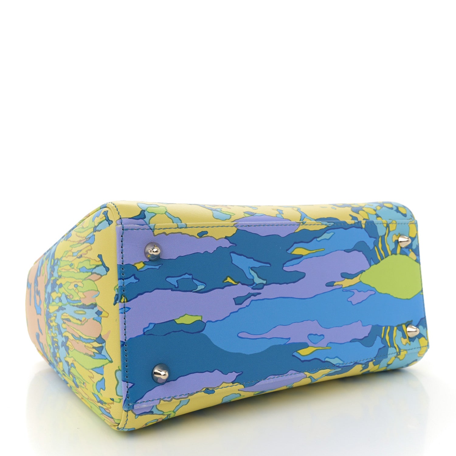 Christian Dior Calfskin Printed Woods All Over Medium Lady Dior Blue Multicolor 4 of 11