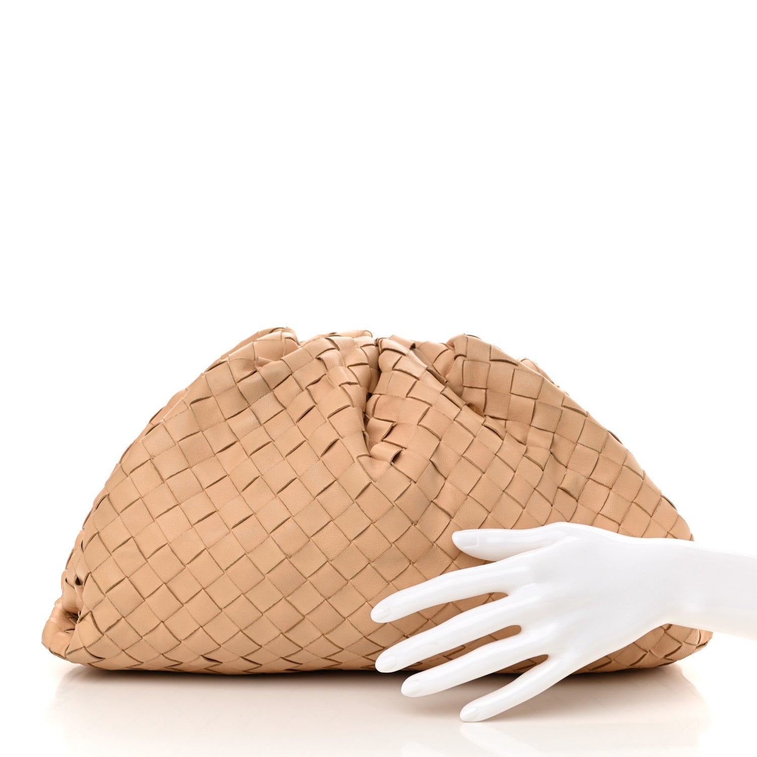 Bottega Veneta Nappa Maxi Intrecciato The Pouch Oversized Clutch Almond 2 of 18