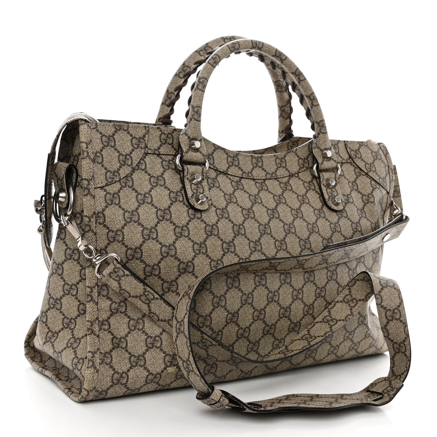 X GUCCI GG Supreme Monogram Neo Classic Silver Hardware City Beige Ebony