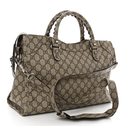 Balenciaga X GUCCI GG Supreme Monogram Neo Classic Silver Hardware City Beige Ebony 3 of 10