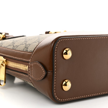 Gucci GG Supreme Monogram Azalea Calfskin Small Horsebit 1955 Top Handle Bag Beige Ebony Brown Sugar 16 of 19