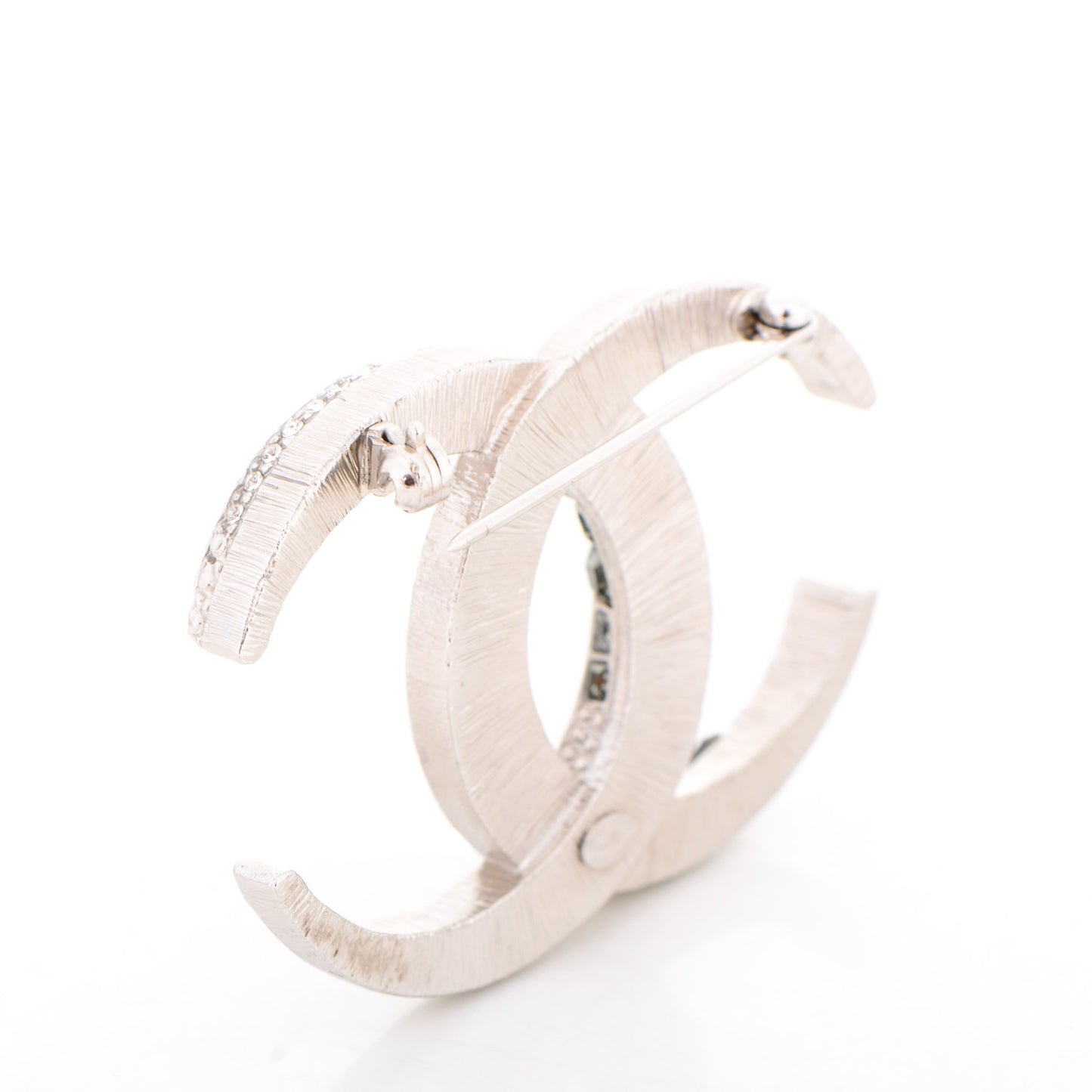 Baguette Crystal CC Brooch Silver