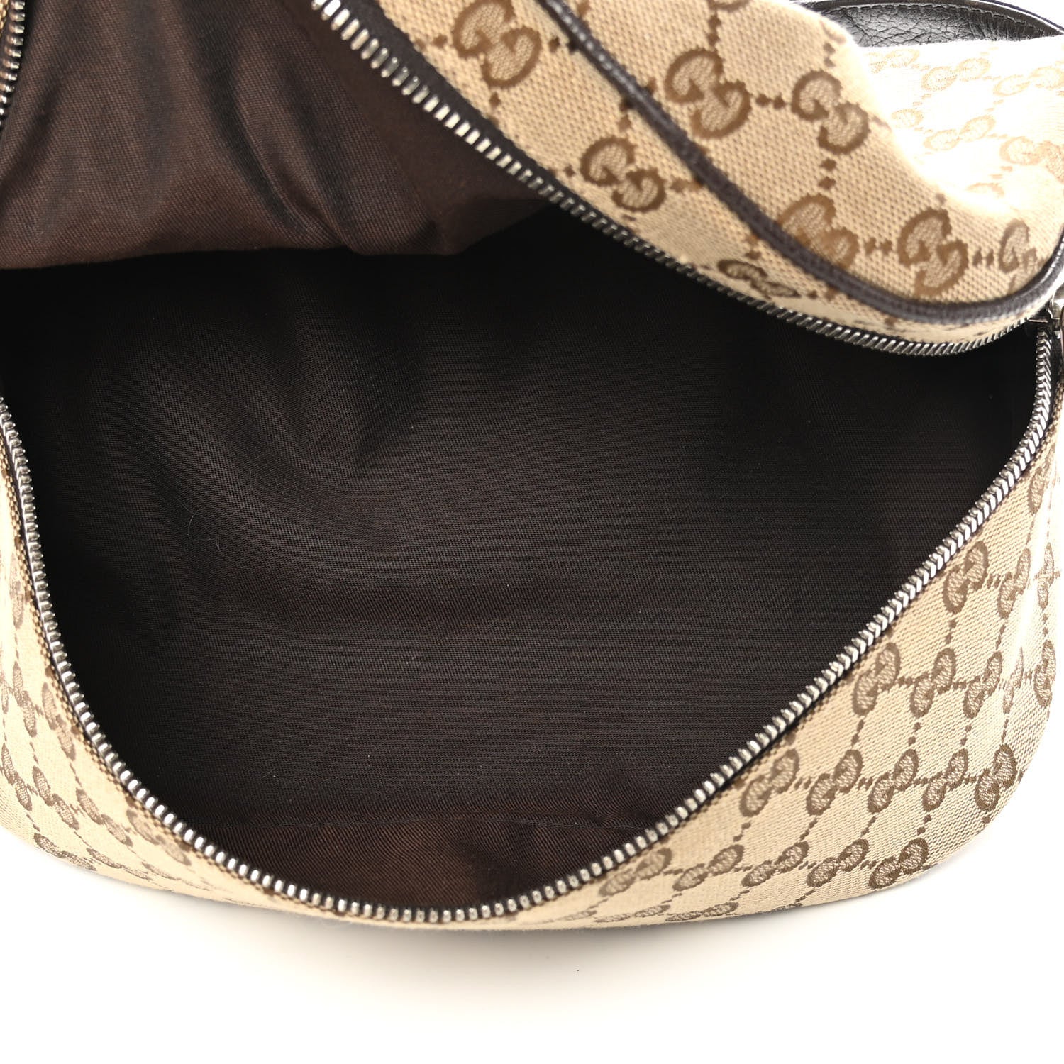 Gucci Monogram Dollar Calfskin Waist Pouch Beige Ebony Testa di Moro Marrone Scuro 5 of 10
