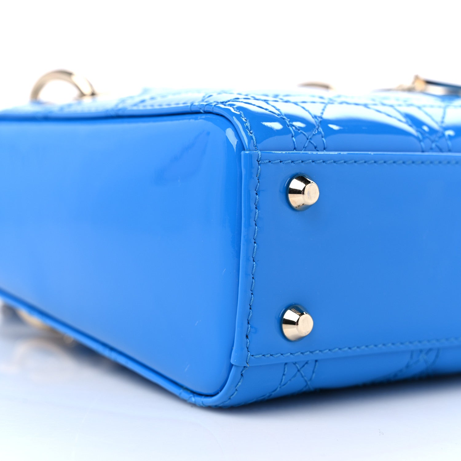 Christian Dior Patent Cannage Mini Lady Dior Blue 7 of 8