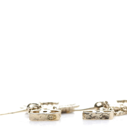 Chanel Medallion Clover CC Drop Earrings Light Gold 4 of 6