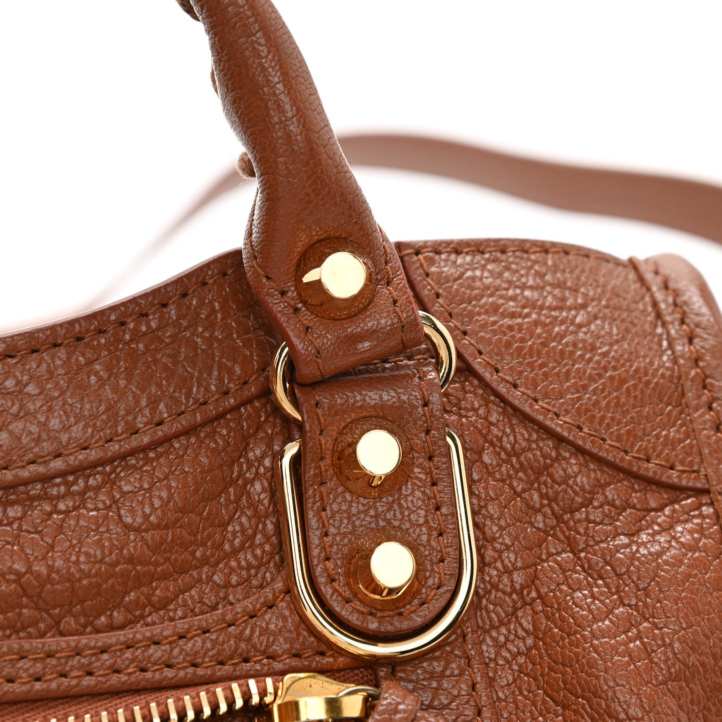 Agneau Classic Gold Hardware Mini City Marron Cognac