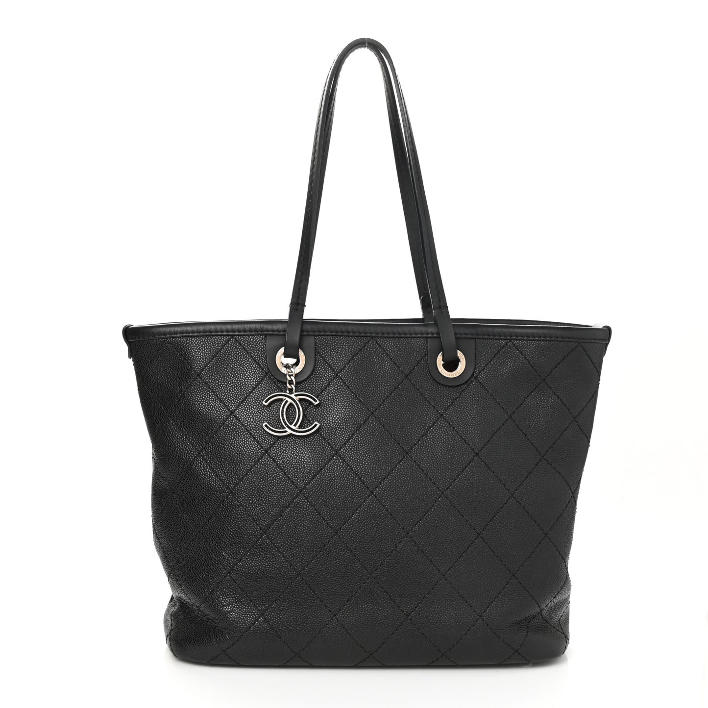 Grained Calfskin Shopping Fever Tote Black