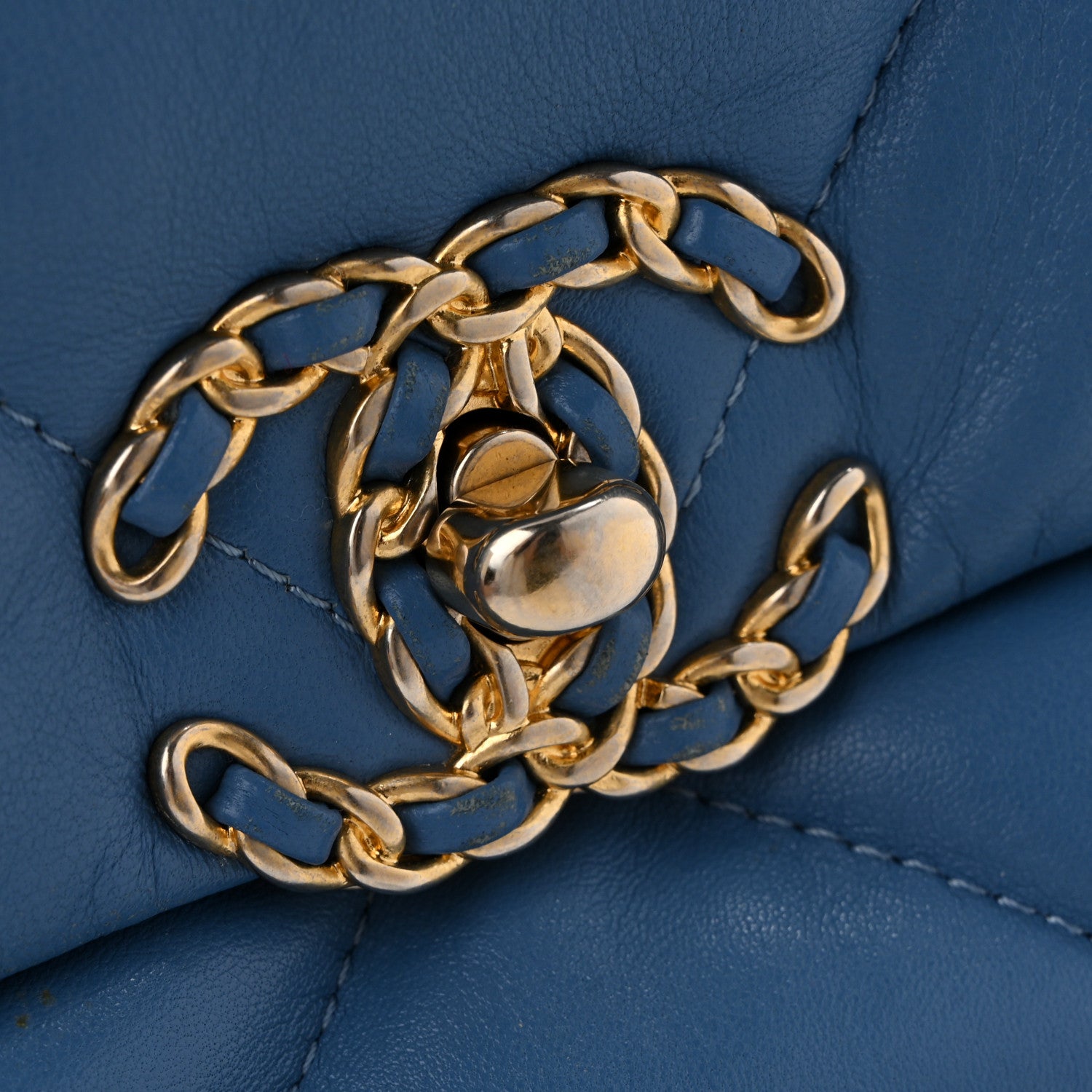 Chanel Lambskin Quilted Medium Chanel 19 Flap Blue 11 of 13