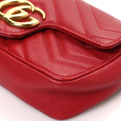 Gucci Calfskin Matelasse Super Mini GG Marmont Shoulder Bag Hibiscus Red 11 of 11