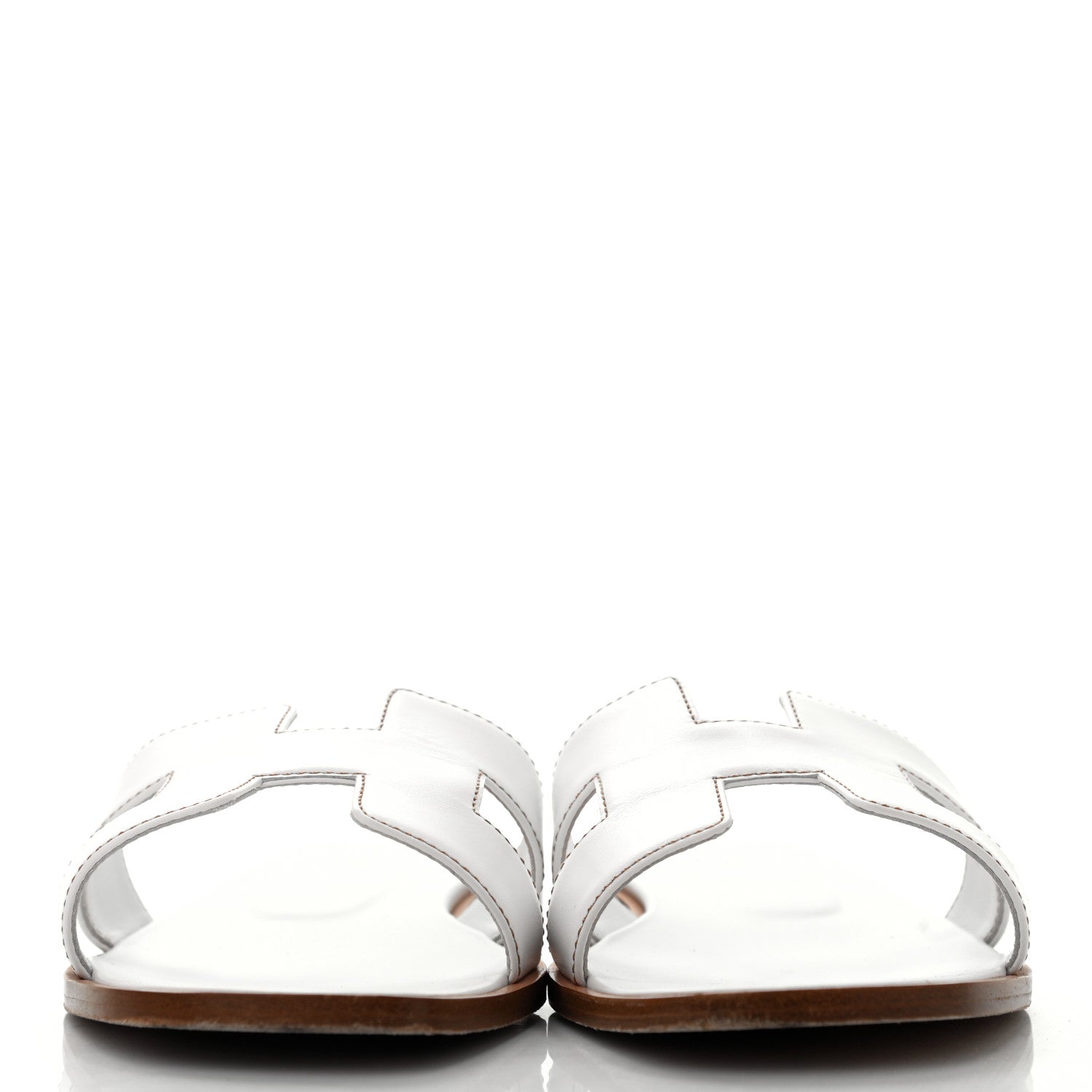 Hermes Box Calfskin Oran Sandals 39 White 2 of 9