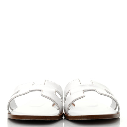 Hermes Box Calfskin Oran Sandals 39 White 2 of 9