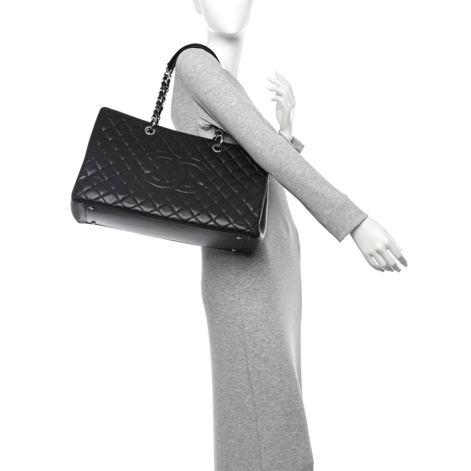 Chanel Caviar Quilted XL Grand Shopping Tote GST Black 2 of 10