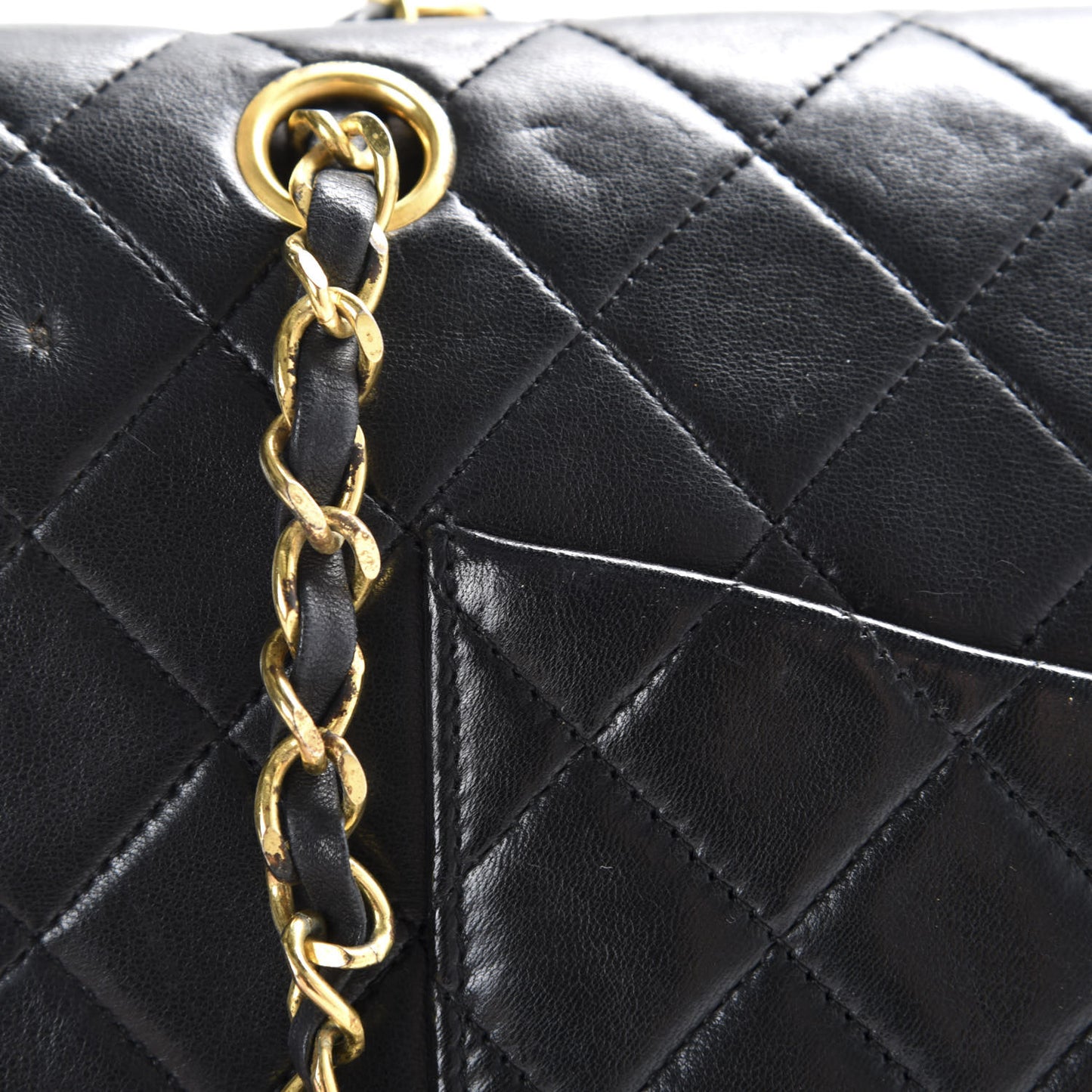 Lambskin Quilted Medium Double Flap Black