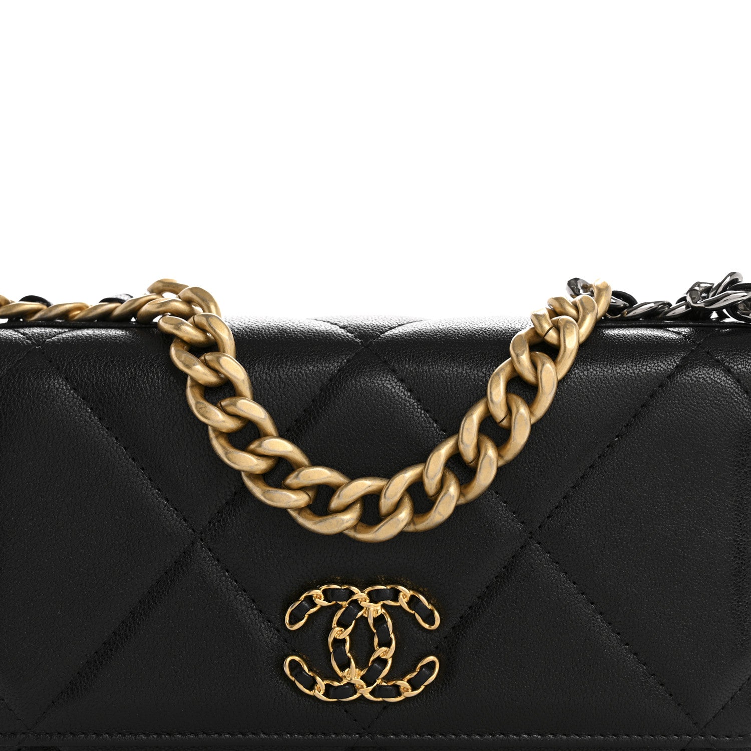 Chanel Goatskin Quilted Chanel 19 Wallet On Chain WOC Black 9 of 14