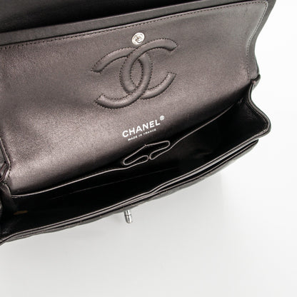 Chanel Metallic Lambskin Quilted Medium Double Flap Dark Grey 5 of 7