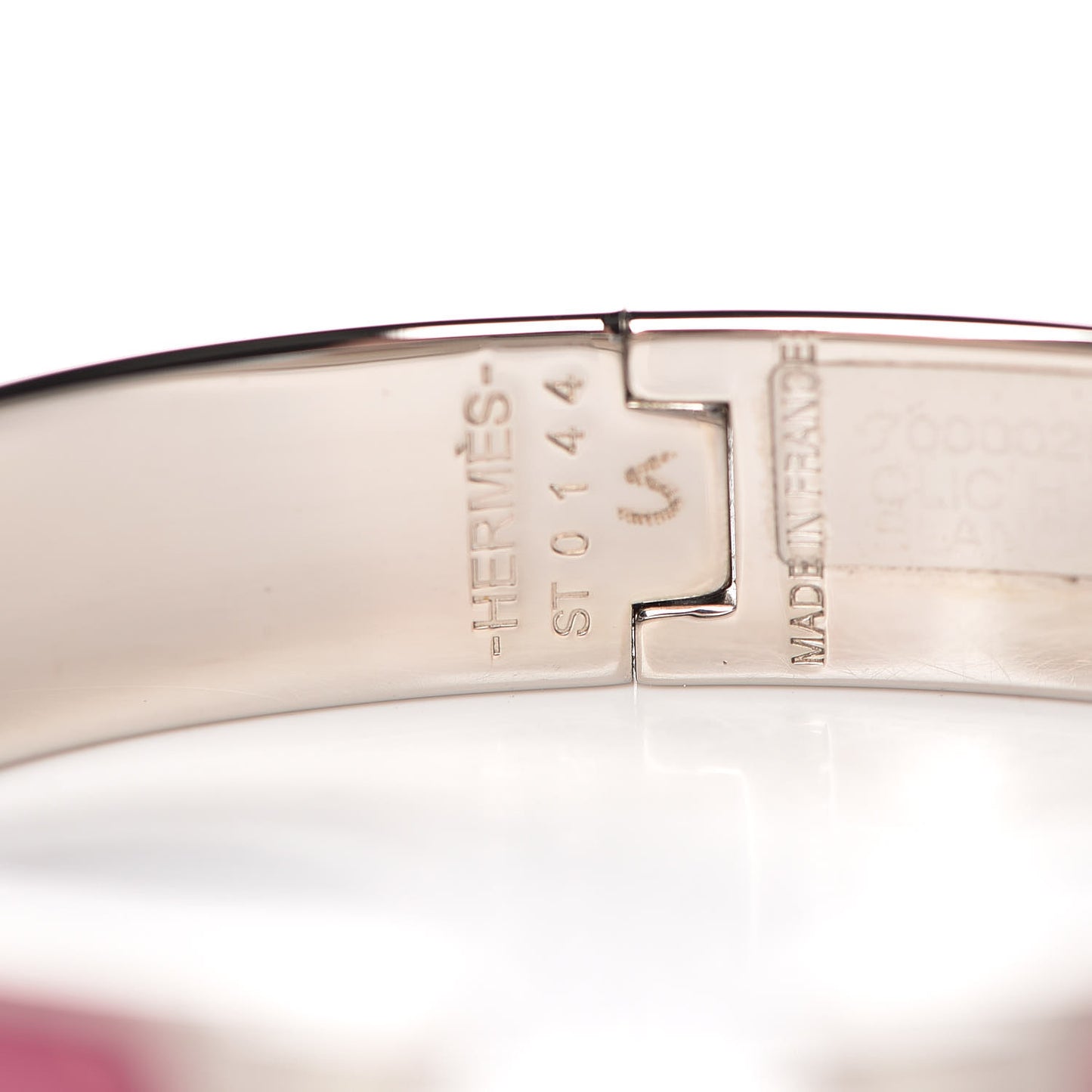Enamel Narrow Clic Clac H Bracelet PM Rose Velours White