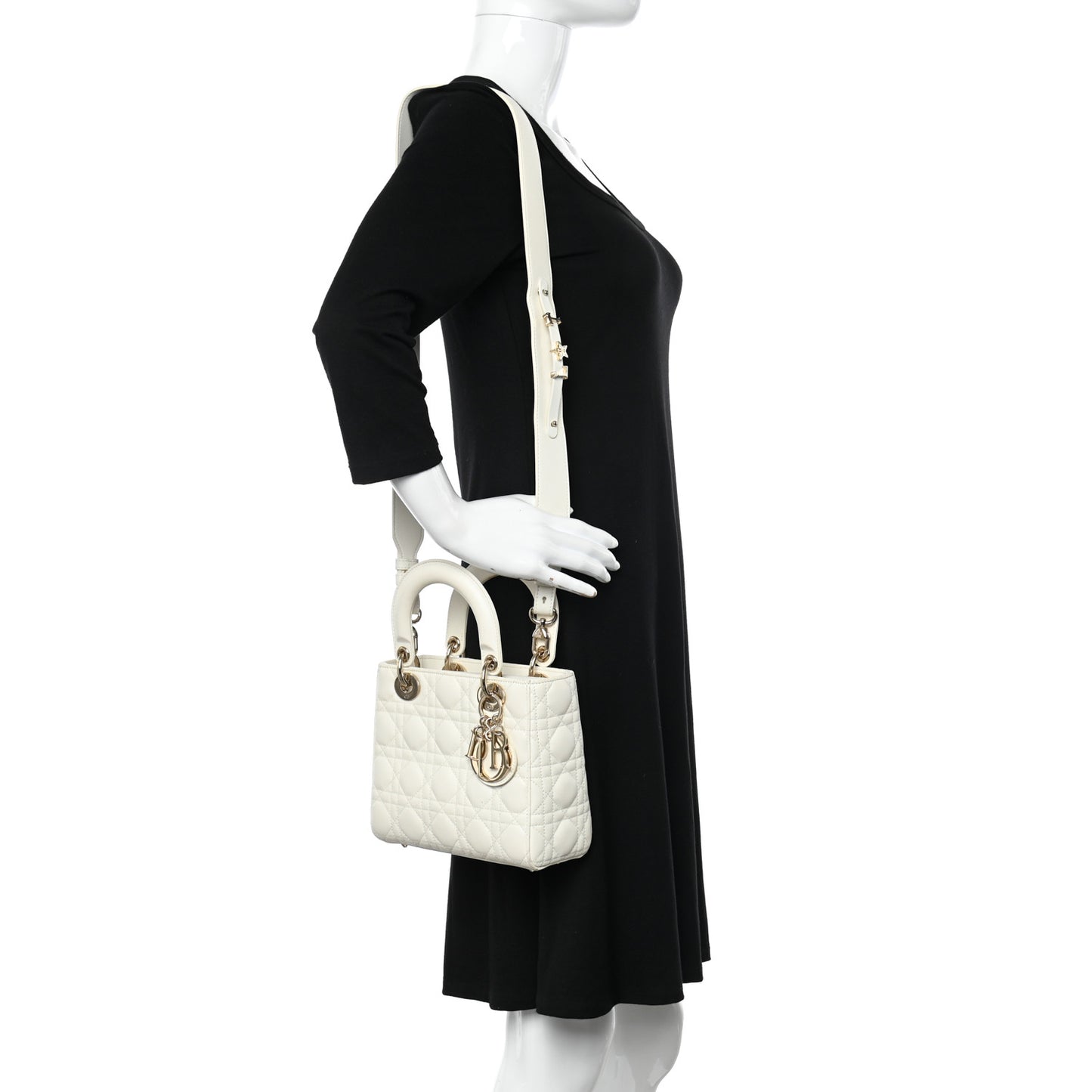 Lambskin Cannage Small My ABCDior Lady Dior White