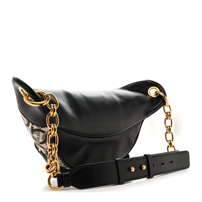 Salvatore Ferragamo Canvas Calfskin Gancini Studded Waist Bag Black Beige 3 of 10