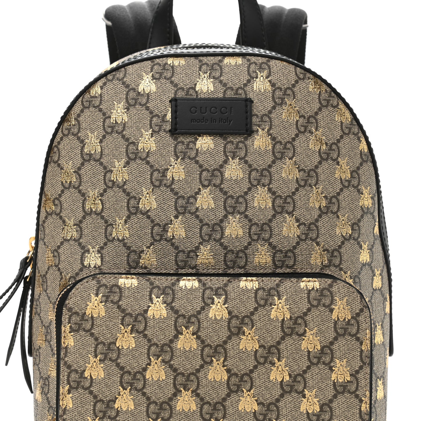 GG Supreme Monogram Bees Print Small Day Backpack Beige Oro Black