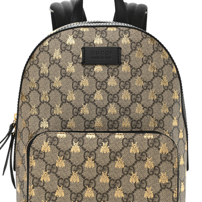 Gucci GG Supreme Monogram Bees Print Small Day Backpack Beige Oro Black 4 of 11