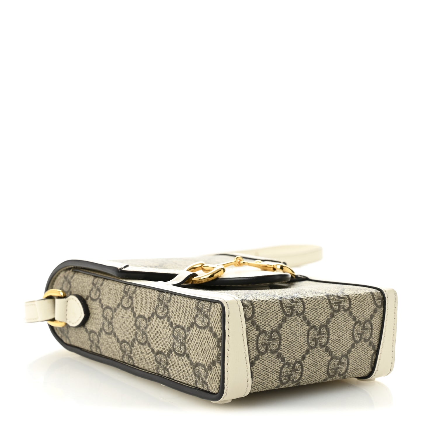GG Supreme Monogram Azalea Calfskin Mini Horsebit 1955 Crossbody Bag Beige Ebony Mystic White