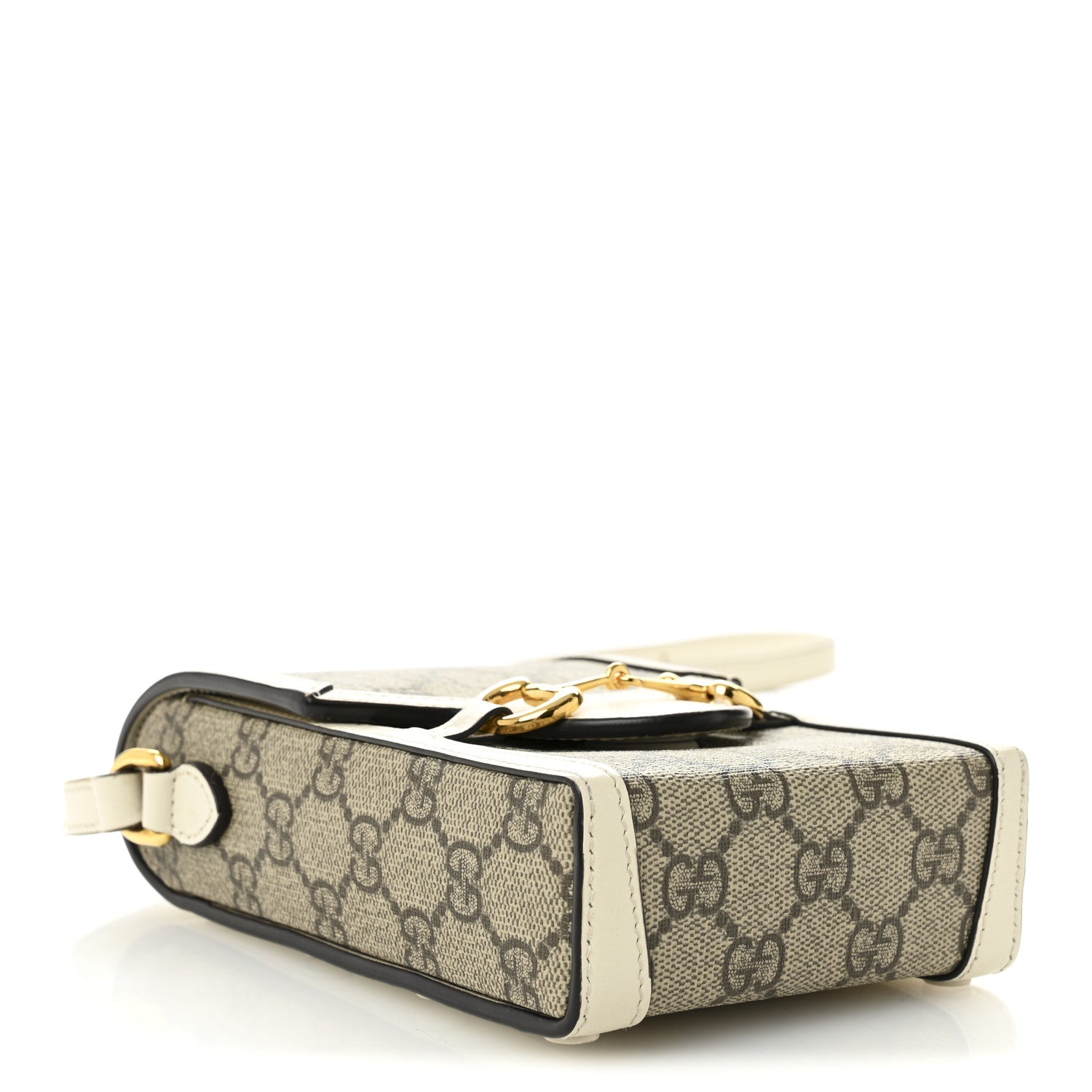 Gucci GG Supreme Monogram Azalea Calfskin Mini Horsebit 1955 Crossbody Bag Beige Ebony Mystic White 4 of 10