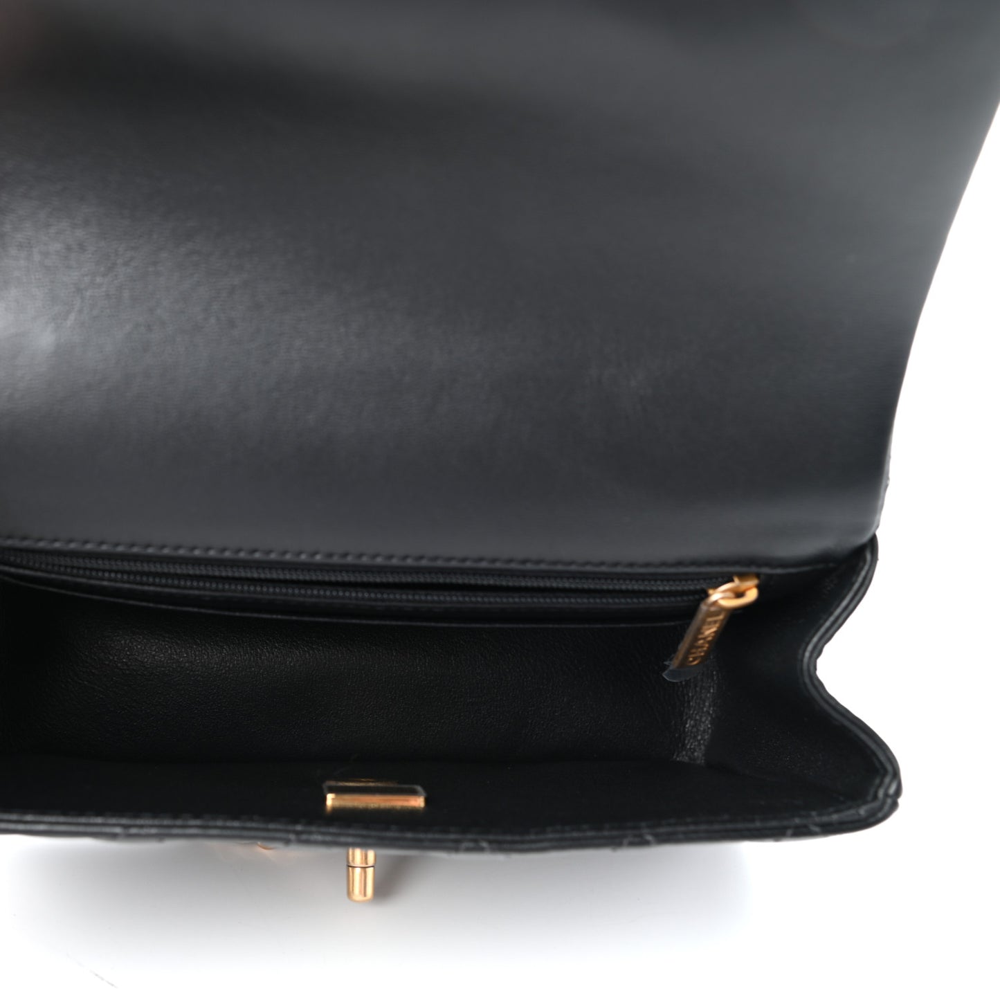 Lambskin Quilted Mini Top Handle Rectangular Flap Black