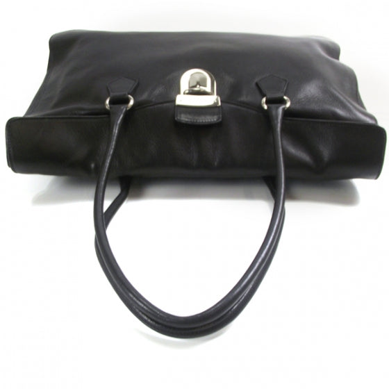 Prada Leather Easy Foldover Pushlock Work Bag Black 5 of 11