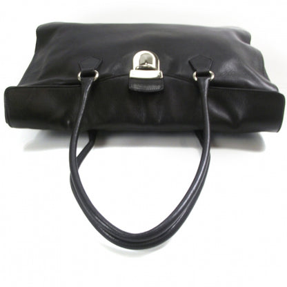 Prada Leather Easy Foldover Pushlock Work Bag Black 5 of 11