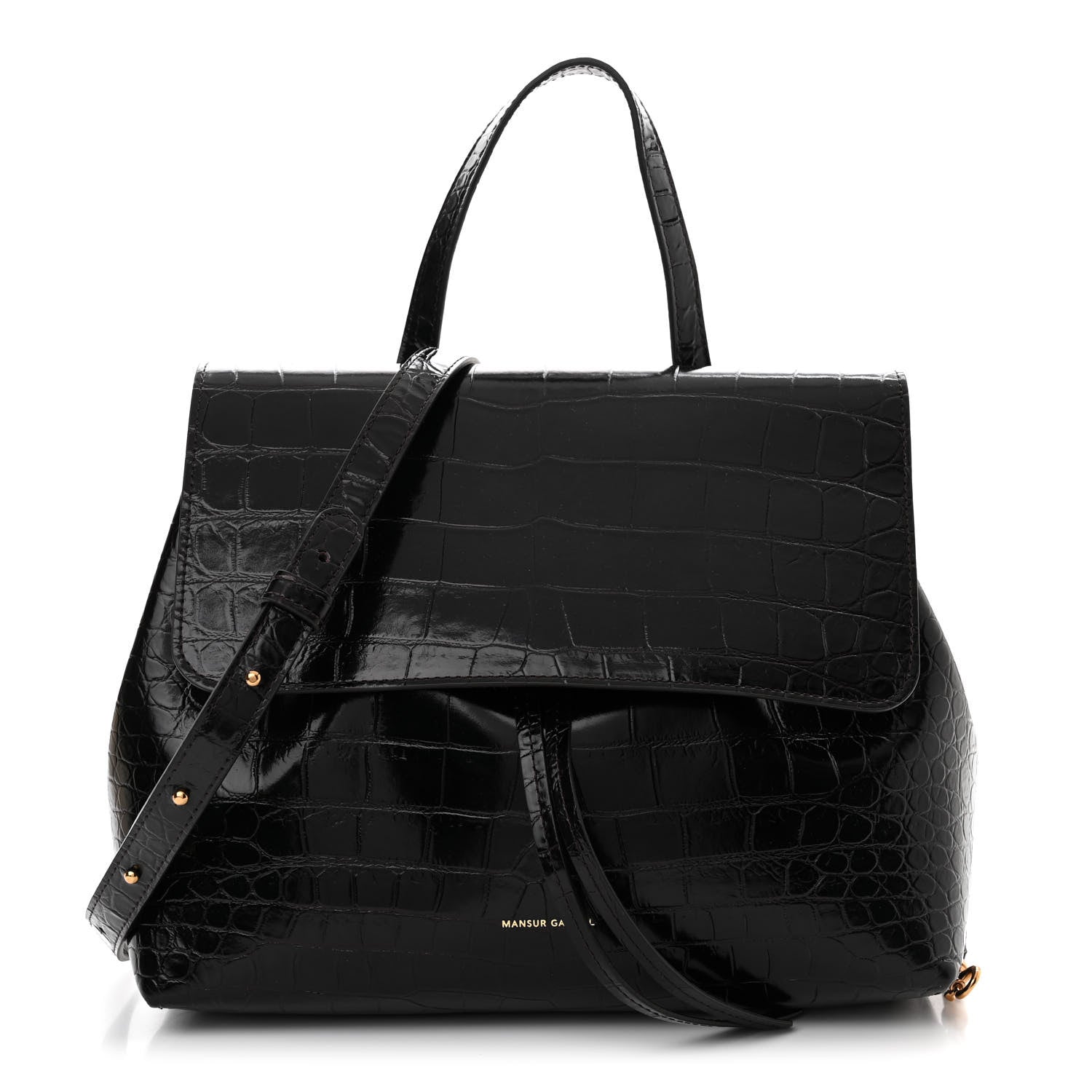 Mansur Gavriel Calfskin Crocodile Embossed Lady Bag Brown 1 of 13