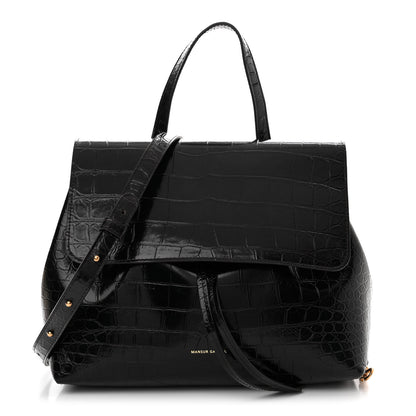 Mansur Gavriel Calfskin Crocodile Embossed Lady Bag Brown 1 of 13
