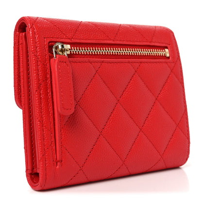 Chanel Caviar Quilted Compact Flap Wallet Red 3 of 9