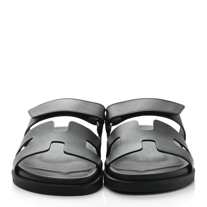 Hermes Calfskin Womens Chypre Sandals 38 Black 2 of 8