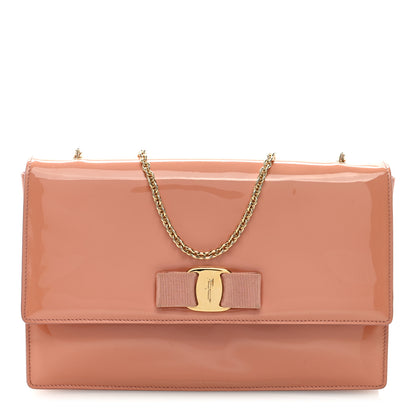 Salvatore Ferragamo Patent Ginny Vara Bow Shoulder Bag Pastel Pink 1 of 8
