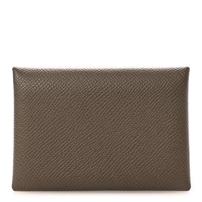 Hermes Epsom Calvi Duo Card Case Etoupe 1 of 9