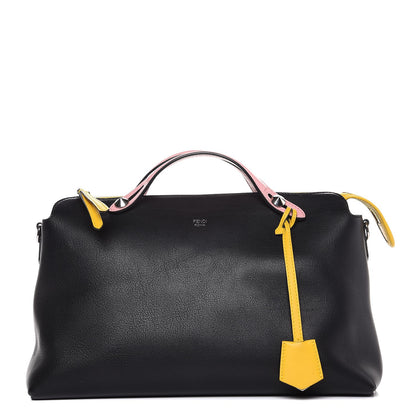 Fendi Vitello Dolce 4 Color Large By The Way Boston Bag Black Multicolor 1 of 11