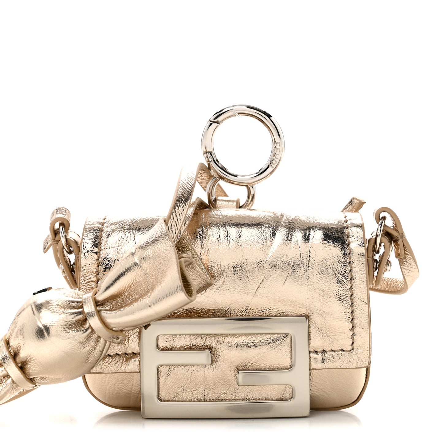 Metallic Nano Maxi Buckle Baguette Charm Rose Gold