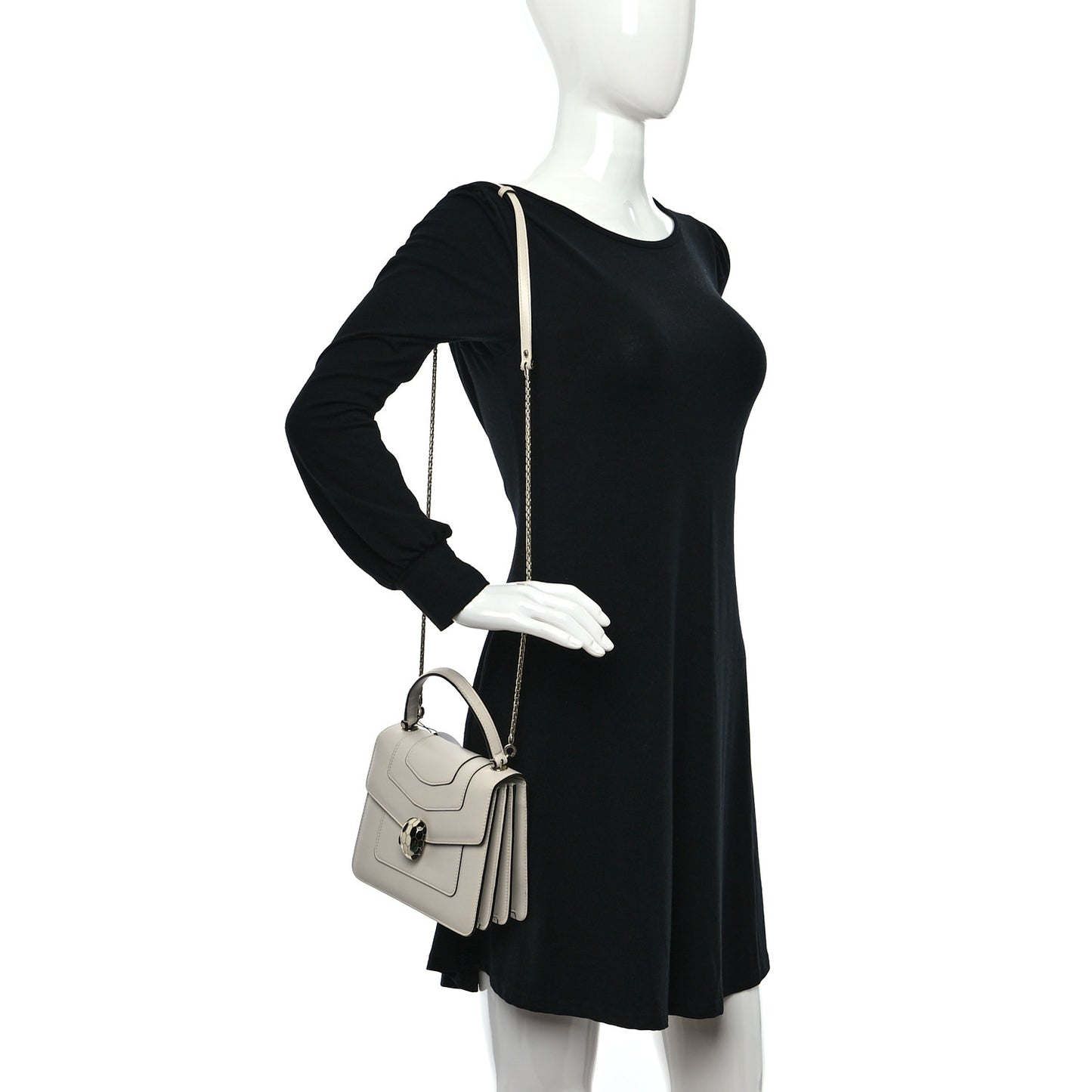 Calfskin Serpenti Forever Top Handle White