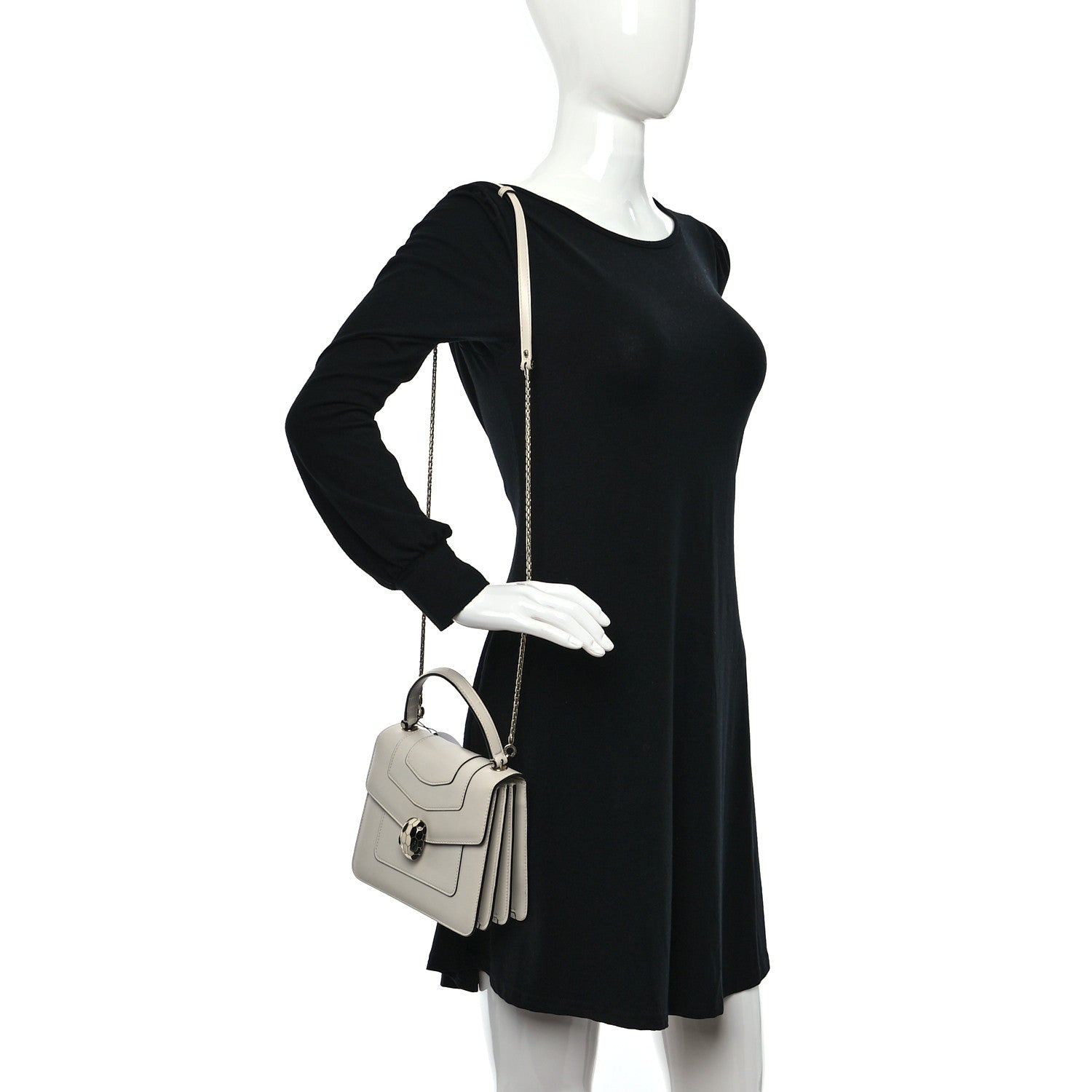 Bulgari Calfskin Serpenti Forever Top Handle White 2 of 19