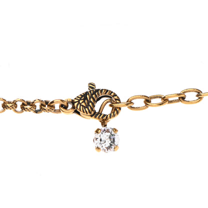 Gucci Crystal Embellished Double G Necklace Aged Gold 5 of 7