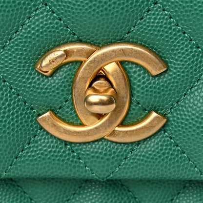 Chanel Caviar Quilted Medium Coco Lizard Embossed Handle Flap Green 11 of 11