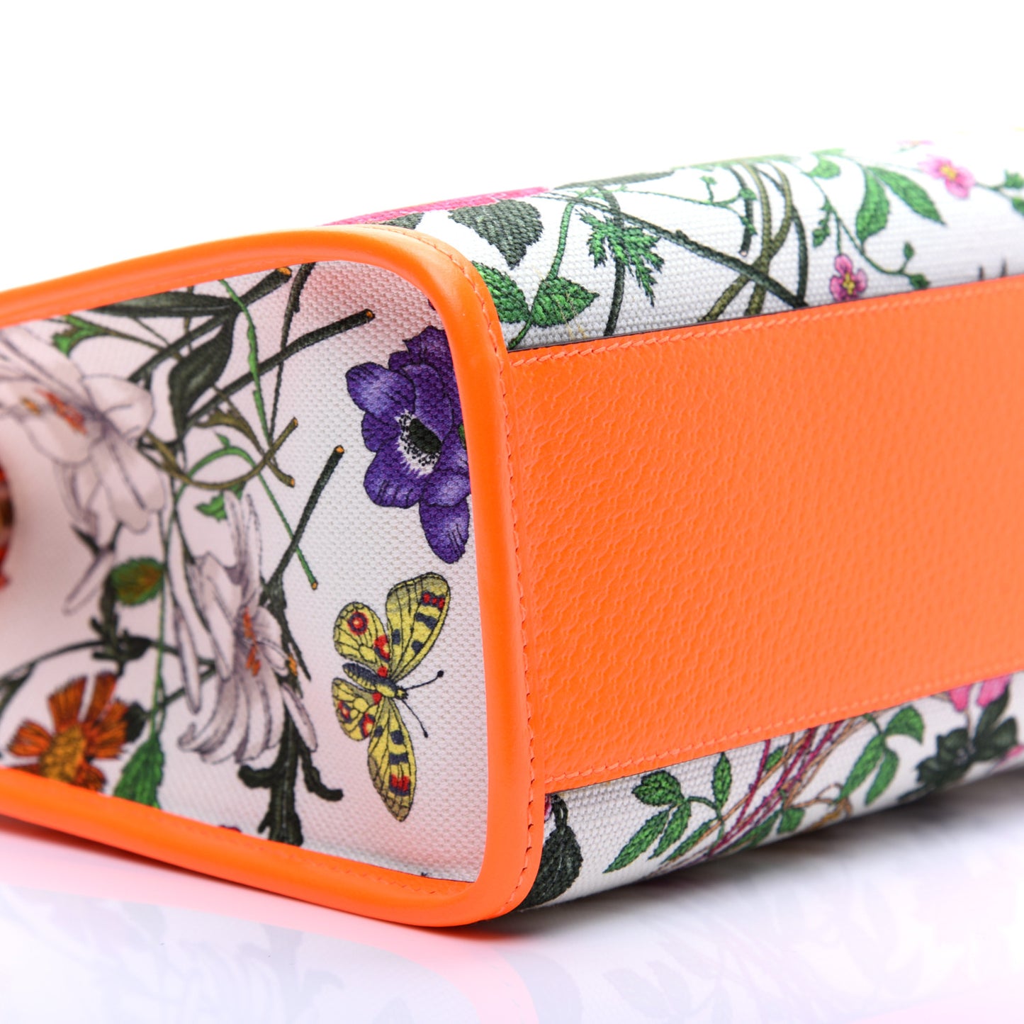 Canvas Medium Flora Tote White Multicolor Orange Fluo
