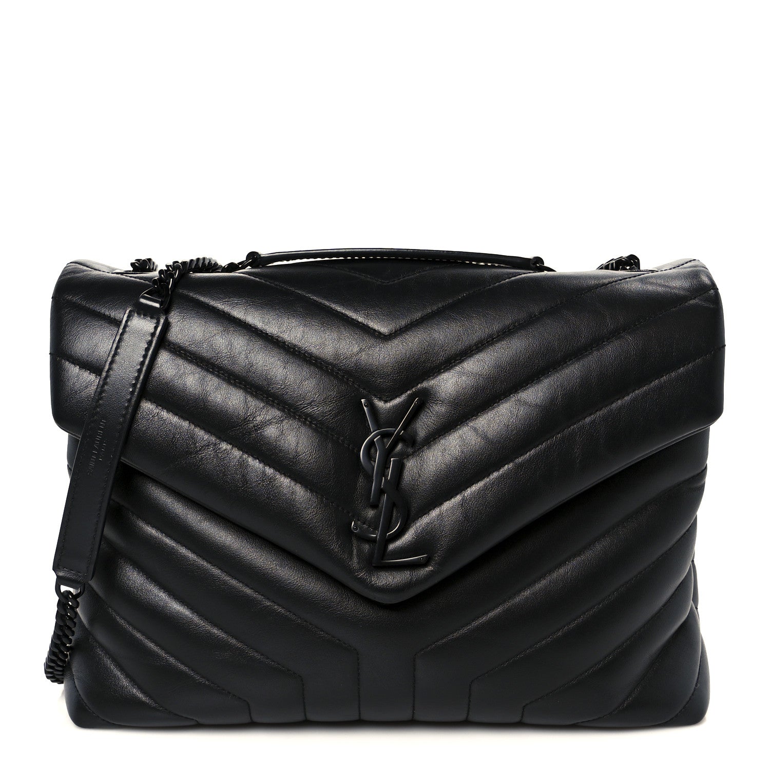 Saint Laurent Calfskin Y Quilted Monogram Monochrome Medium Loulou Chain Satchel Black 1 of 11