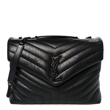 Saint Laurent Calfskin Y Quilted Monogram Monochrome Medium Loulou Chain Satchel Black 1 of 11
