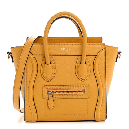 Celine Drummed Calfskin Nano Luggage Ocre 1 of 13