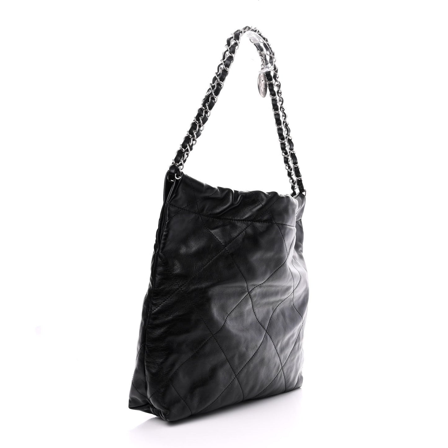 Shiny Calfskin Quilted Small Chanel 22 Black
