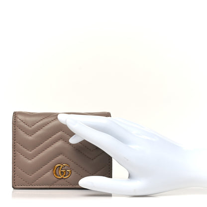 Gucci Calfskin Matelasse GG Marmont Card Case Wallet Porcelain Rose 2 of 12